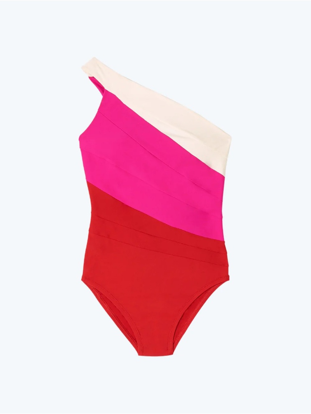 summersalt side stroke Colorblock One-Piece Swimsuit in Cream, Fuchsia, Red